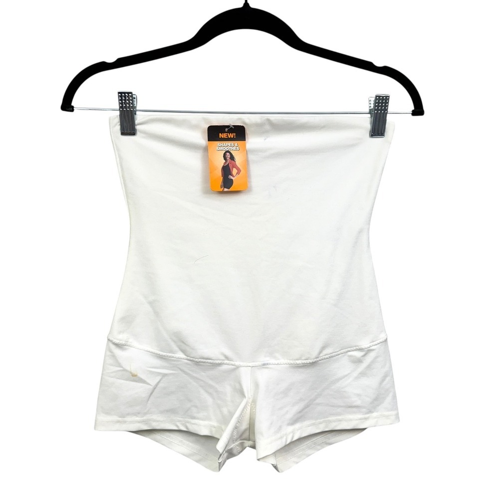 NWT Flexees Maidenform Womens White High Waist Strapless Shapewear Boyshort L/7*